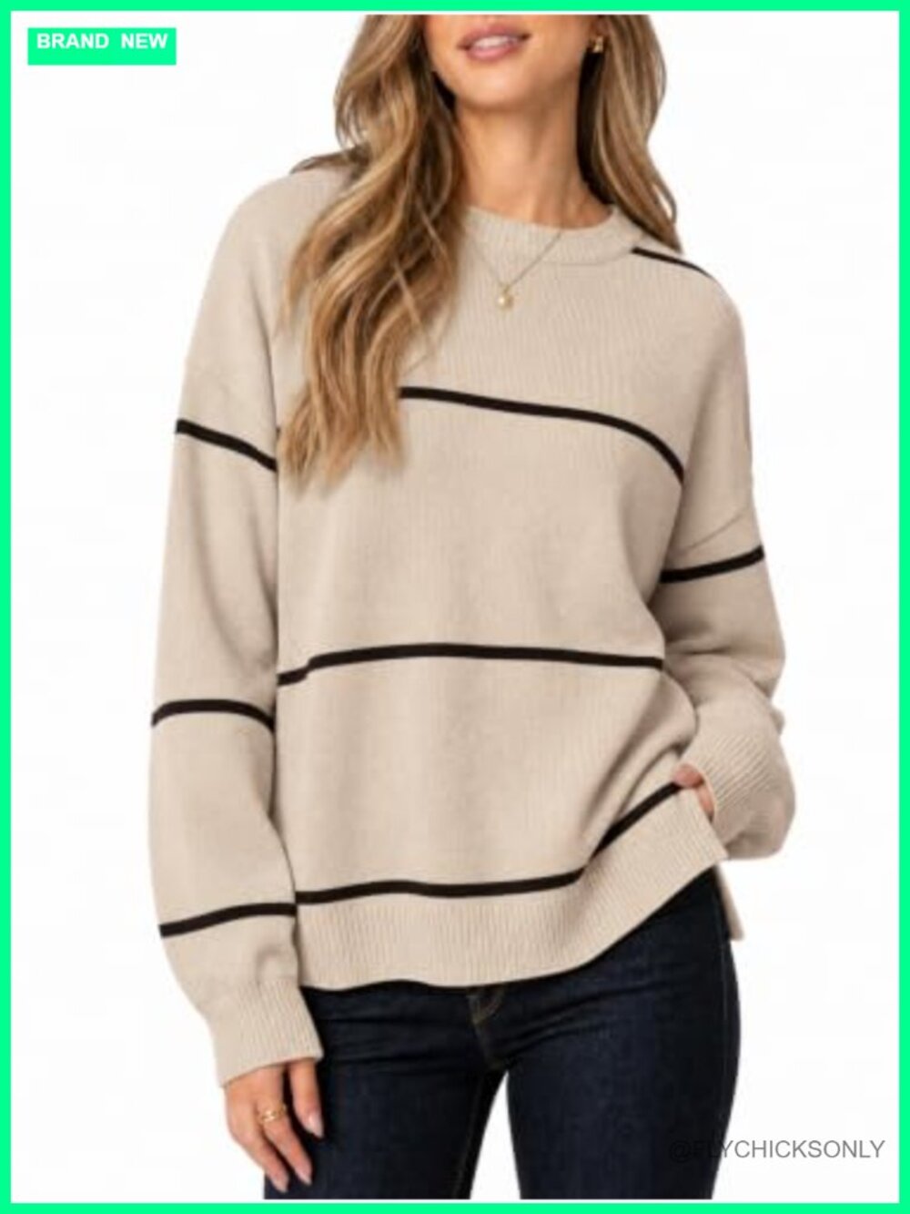 Womens Oversized Crewneck Lantern Sleeve Knit Pullover Sweater